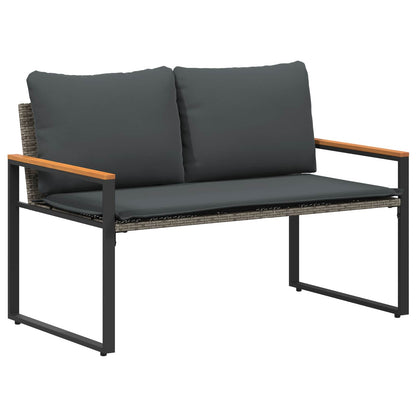Trädgårdsbänk Konstrotting med kudde Grå och mörkgrå 115 x 65 x 72 cm