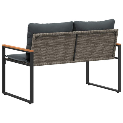 Trädgårdsbänk Konstrotting med kudde Grå och mörkgrå 115 x 65 x 72 cm