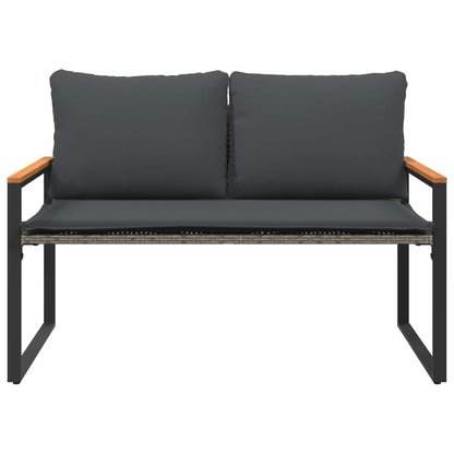 Trädgårdsbänk Konstrotting med kudde Grå och mörkgrå 115 x 65 x 72 cm