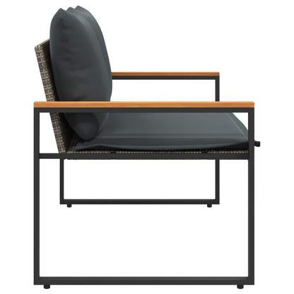 Trädgårdsbänk Konstrotting med kudde Grå och mörkgrå 115 x 65 x 72 cm