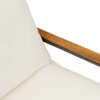 Trädgårdsbänk Konstrotting med kudde Beige och krämvit 115 x 65 x 72 cm