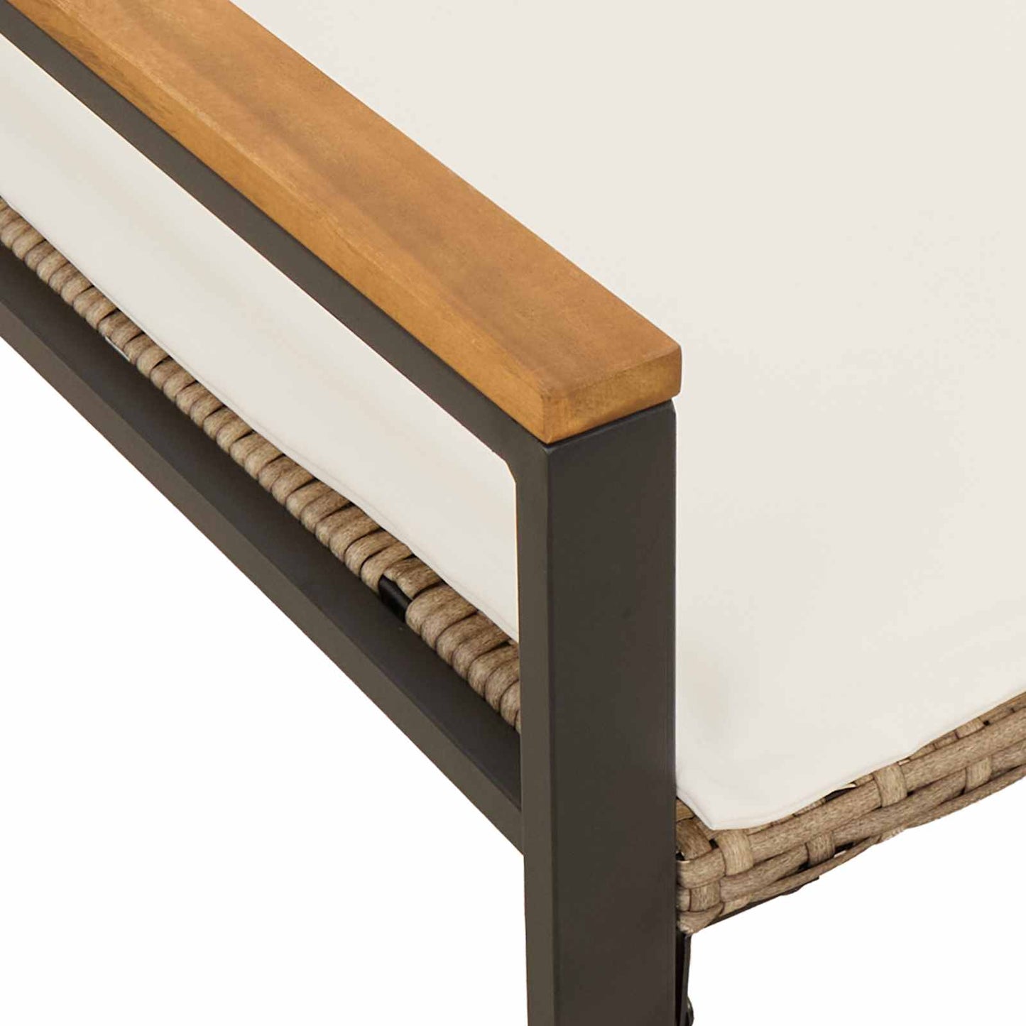 Trädgårdsbänk Konstrotting med kudde Beige och krämvit 115 x 65 x 72 cm