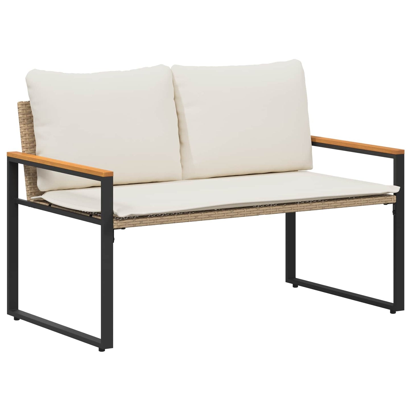 Trädgårdsbänk Konstrotting med kudde Beige och krämvit 115 x 65 x 72 cm