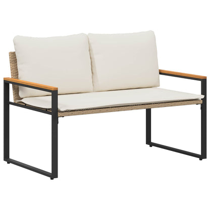 Trädgårdsbänk Konstrotting med kudde Beige och krämvit 115 x 65 x 72 cm