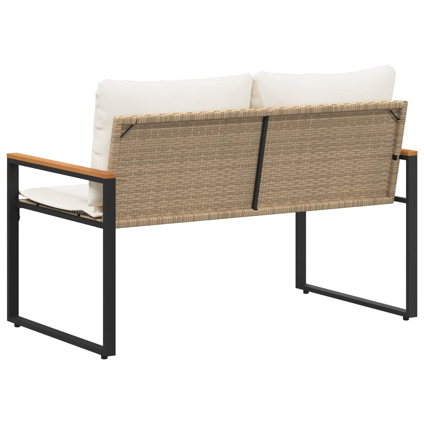 Trädgårdsbänk Konstrotting med kudde Beige och krämvit 115 x 65 x 72 cm