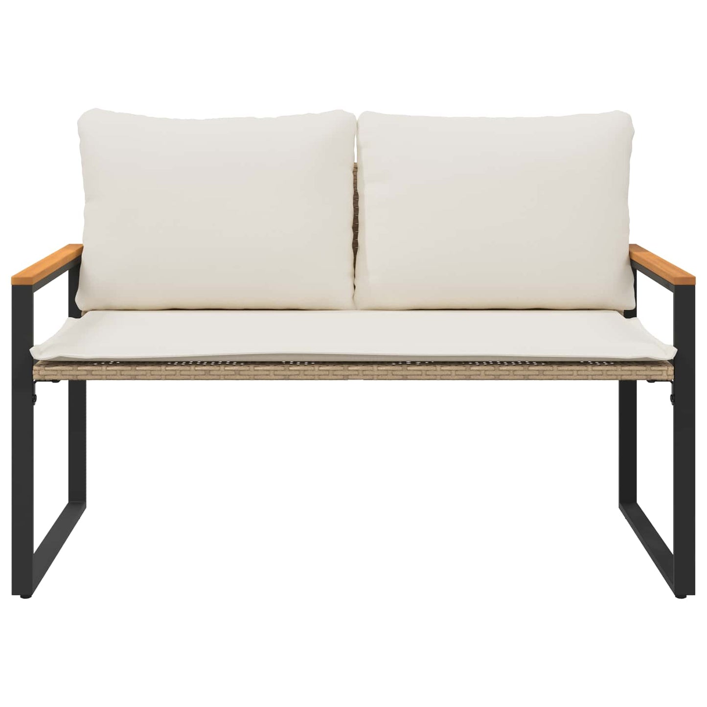 Trädgårdsbänk Konstrotting med kudde Beige och krämvit 115 x 65 x 72 cm