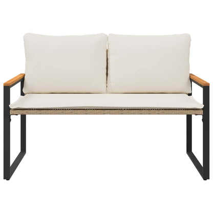 Trädgårdsbänk Konstrotting med kudde Beige och krämvit 115 x 65 x 72 cm