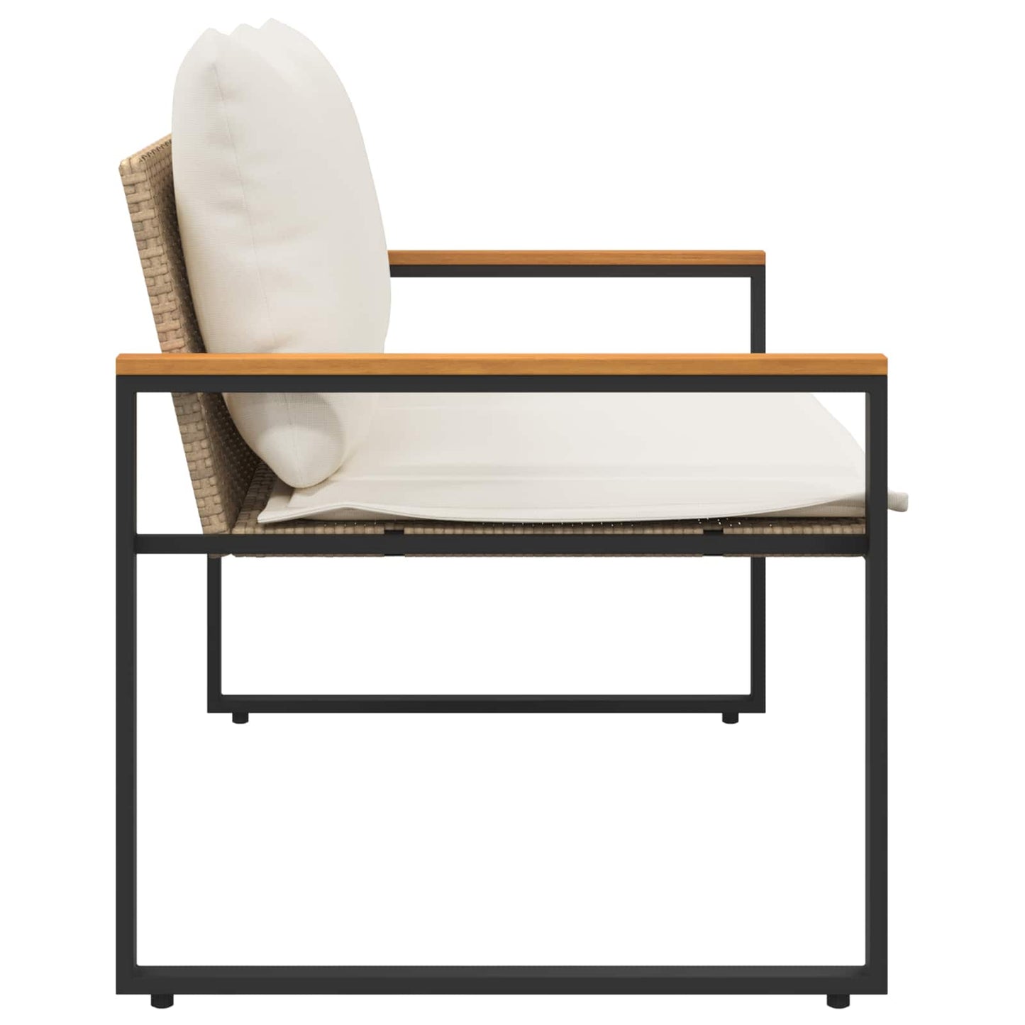 Trädgårdsbänk Konstrotting med kudde Beige och krämvit 115 x 65 x 72 cm