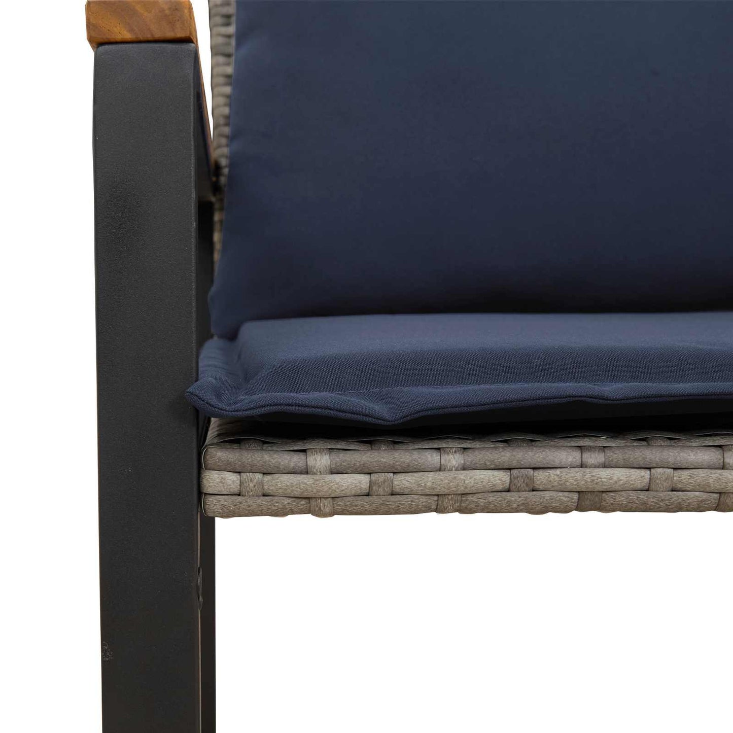 Trädgårdsbänk Konstrotting med kudde Grå och Marinblå 115 x 65 x 72 cm