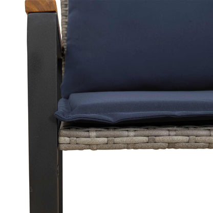 Trädgårdsbänk Konstrotting med kudde Grå och Marinblå 115 x 65 x 72 cm