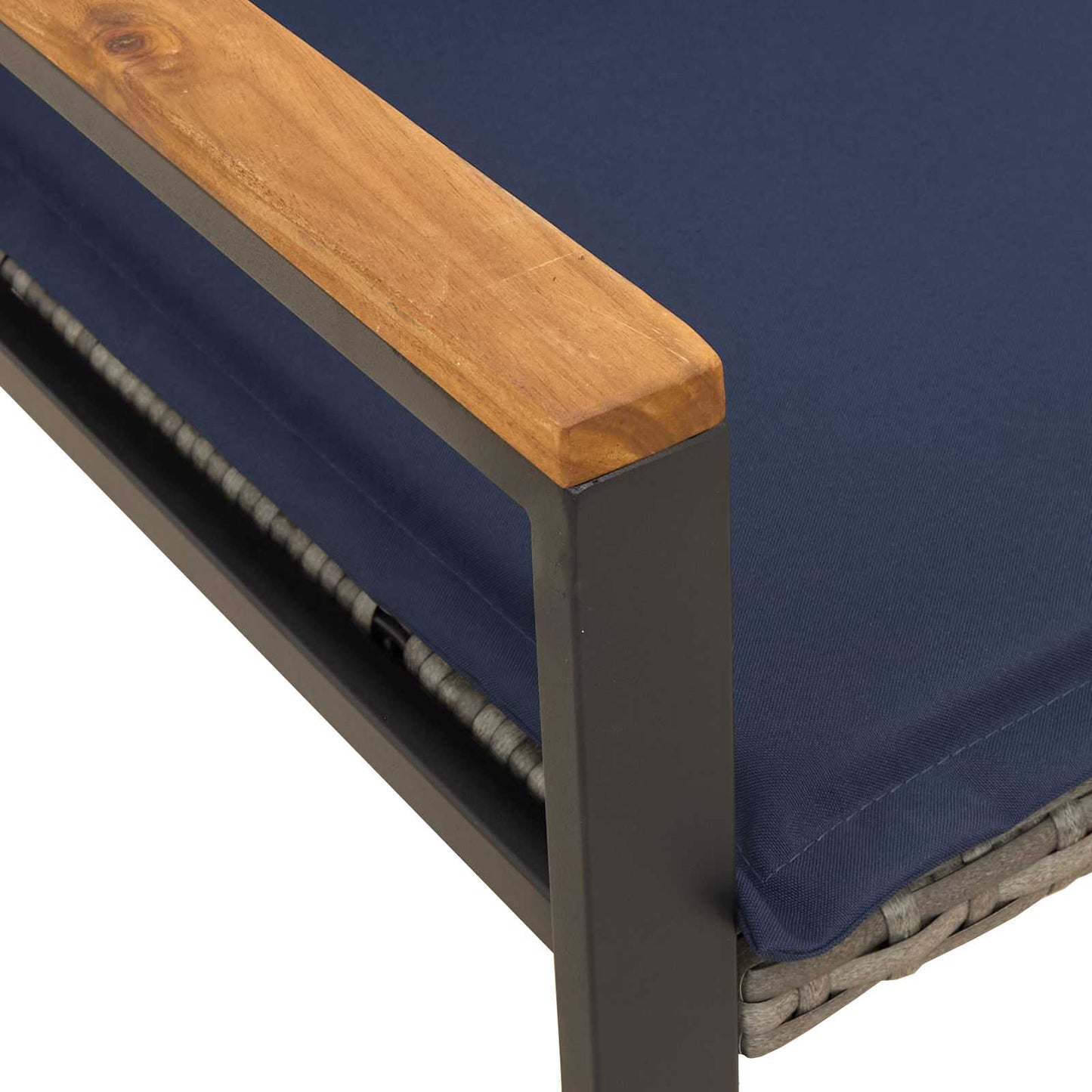 Trädgårdsbänk Konstrotting med kudde Grå och Marinblå 115 x 65 x 72 cm