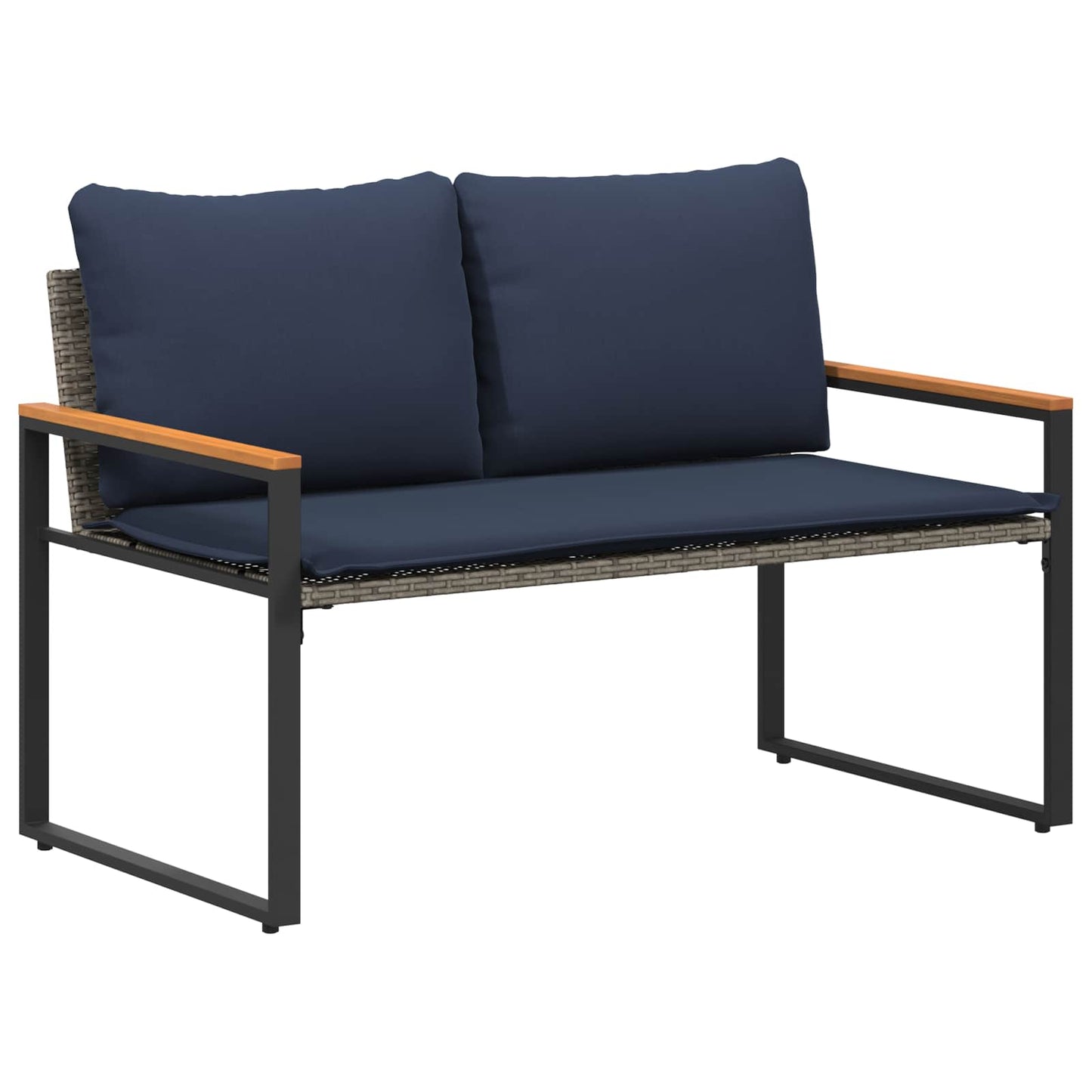 Trädgårdsbänk Konstrotting med kudde Grå och Marinblå 115 x 65 x 72 cm