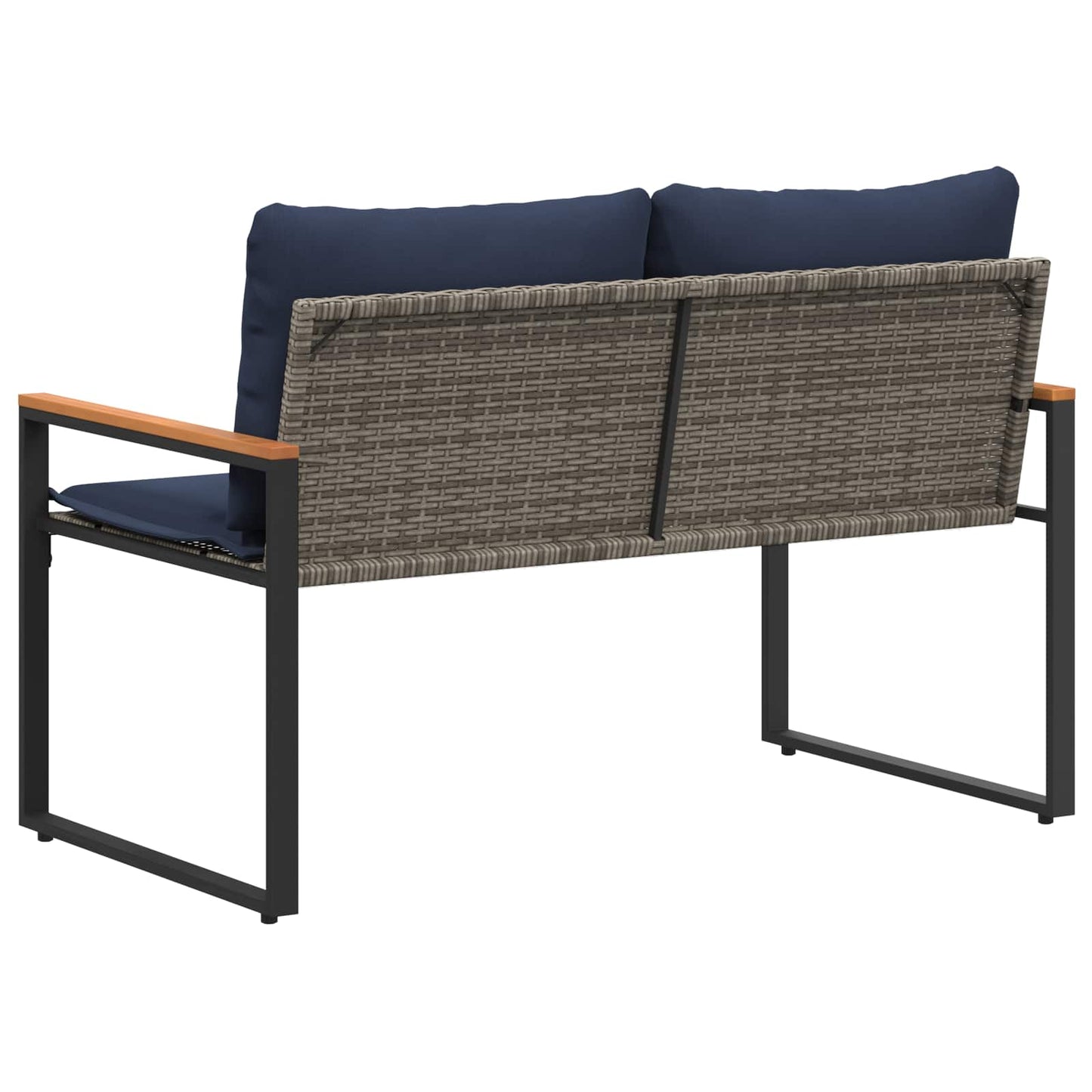 Trädgårdsbänk Konstrotting med kudde Grå och Marinblå 115 x 65 x 72 cm