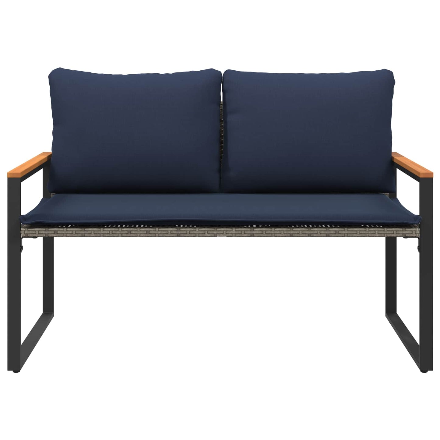 Trädgårdsbänk Konstrotting med kudde Grå och Marinblå 115 x 65 x 72 cm