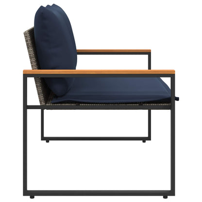 Trädgårdsbänk Konstrotting med kudde Grå och Marinblå 115 x 65 x 72 cm