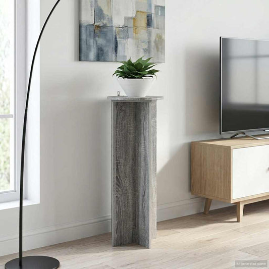 Växtställ 2 pcs Grå sonoma-ek Ø40 x 100 cm Konstruerat trä