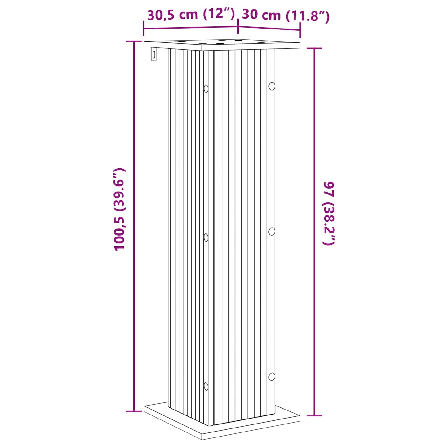 Växtställ 2 pcs Betonggrå 30,5 x 30 x 100,5 cm Konstruerat trä