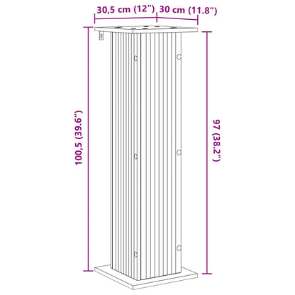 Växtställ 2 pcs Rökt ek 30,5 x 30 x 100,5 cm Konstruerat trä