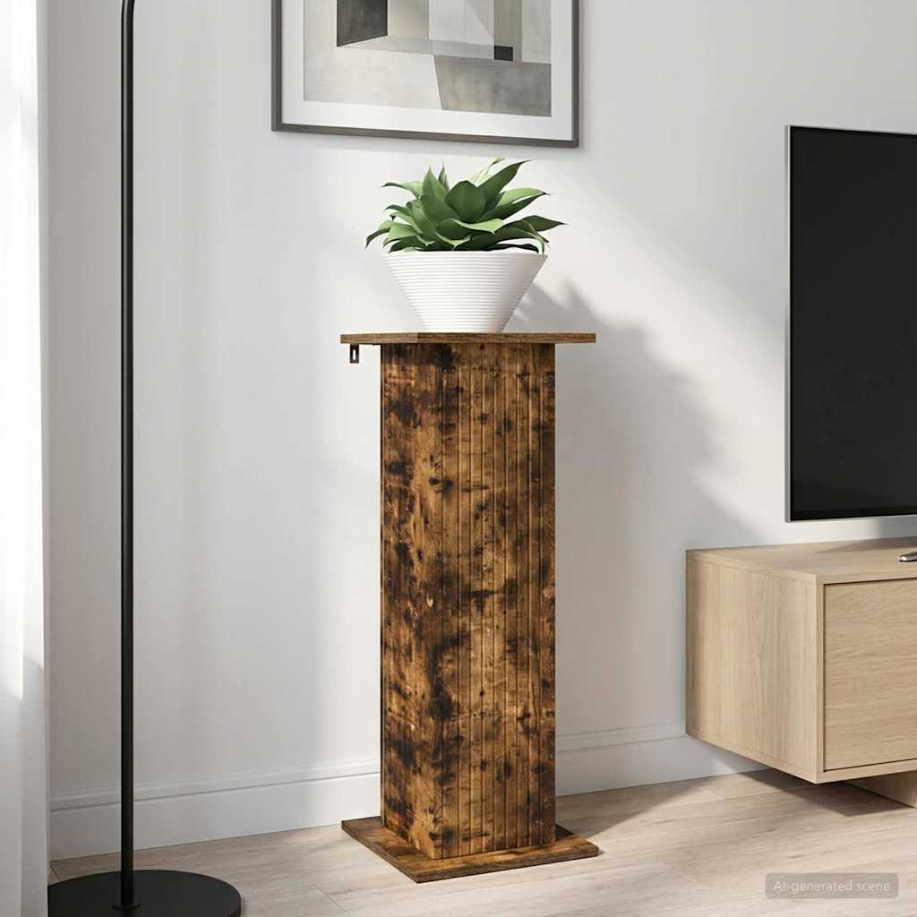 Växtställ 2 pcs Rökt ek 30,5 x 30 x 80,5 cm Konstruerat trä