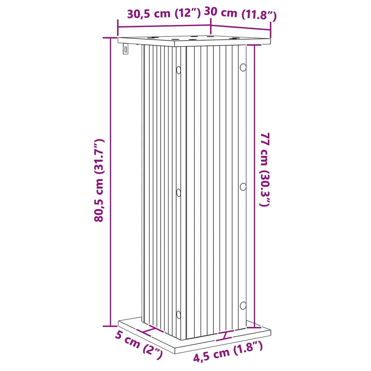 Växtställ 2 pcs Rökt ek 30,5 x 30 x 80,5 cm Konstruerat trä
