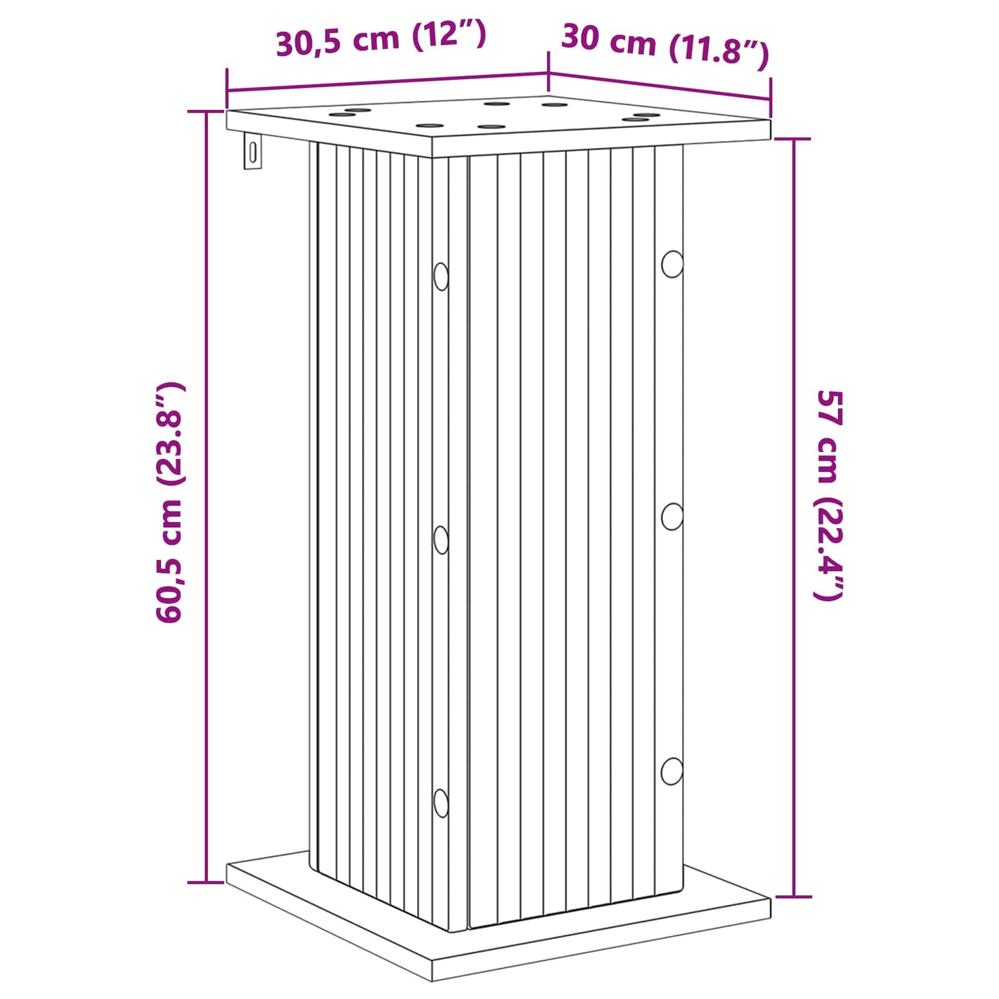 Växtställ 2 pcs Rökt ek 30,5 x 30 x 60,5 cm Konstruerat trä