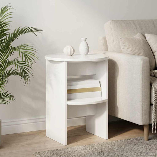 Sidokabinett 2 pcs Högblank Vit Ø40 x 50 cm Konstruerat trä