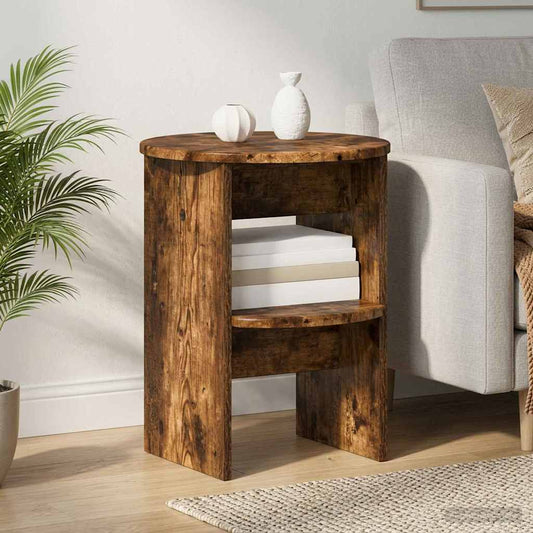 Sidokabinett 2 pcs Rökt Ek Ø40 x 50 cm Konstruerat trä
