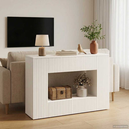 Konsolbord Randig Vit 101 x 29 x 74 cm Konstruerat trä