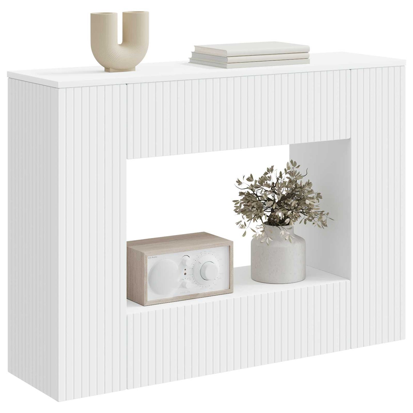 Konsolbord Randig Vit 101 x 29 x 74 cm Konstruerat trä