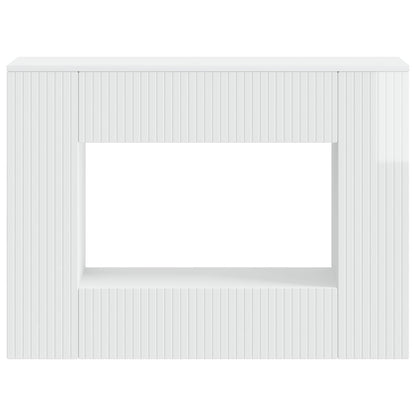 Konsolbord Randig Högblank Vit 101 x 29 x 74 cm Konstruerat trä
