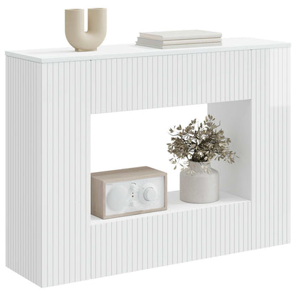 Konsolbord Randig Högblank Vit 101 x 29 x 74 cm Konstruerat trä