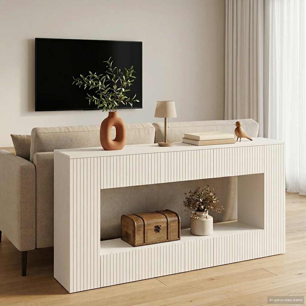 Avlastningsbord Konsollbord Vit Randig 155 x 29 x 74 cm
