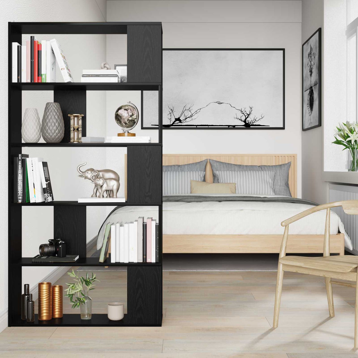 Bokhylla Svart Ek 80 x 24 x 159 cm