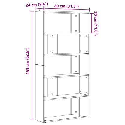 Bokhylla Svart Ek 80 x 24 x 159 cm