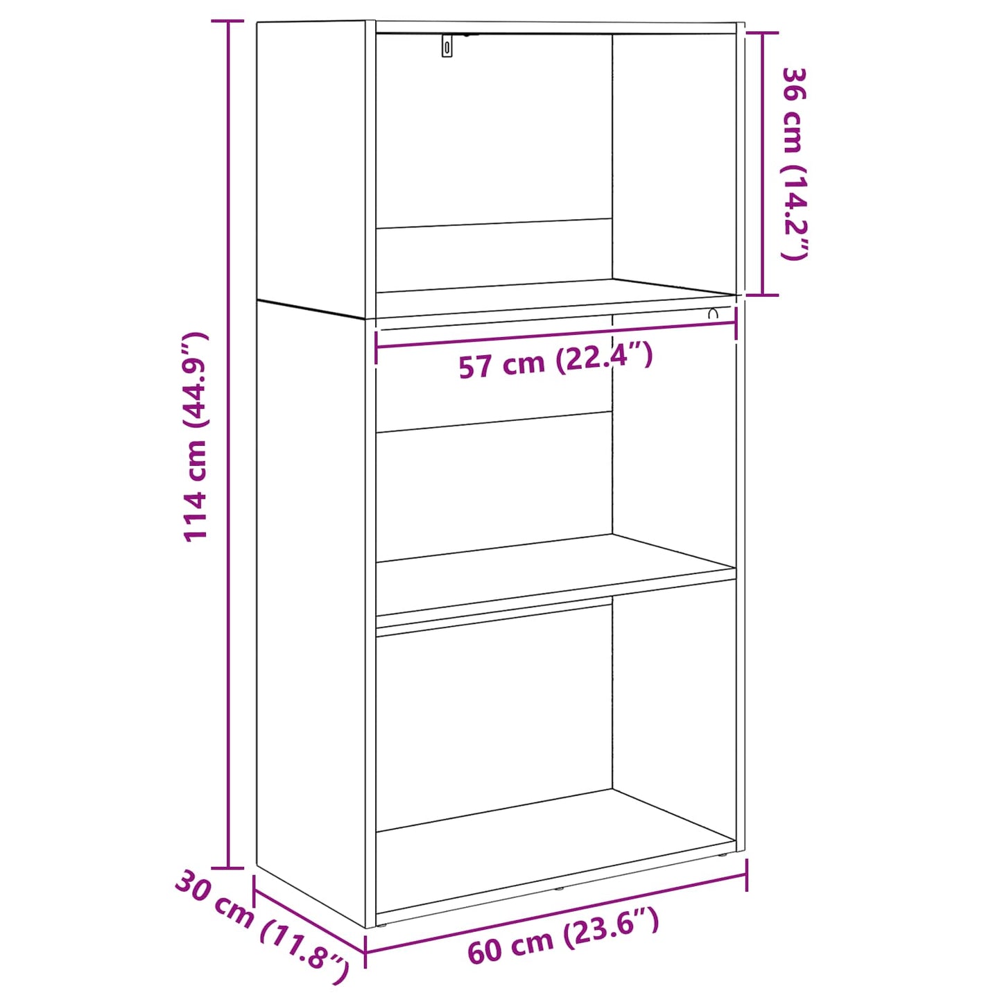 Bokhylla Svart Ek 60 x 30 x 76.5 cm