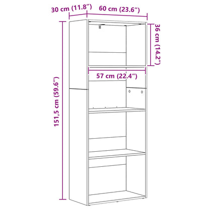 Bokhylla Svart Ek 60 x 30 x 151,5 cm