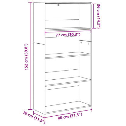 Bokhylla Svart Ek 80 x 30 x 151,5 cm