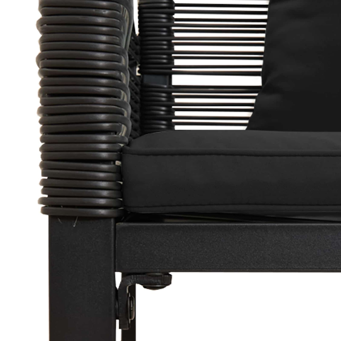 Trädgårdsbänk Konstrotting med kudde Svart 117 x 54 x 74.5 cm