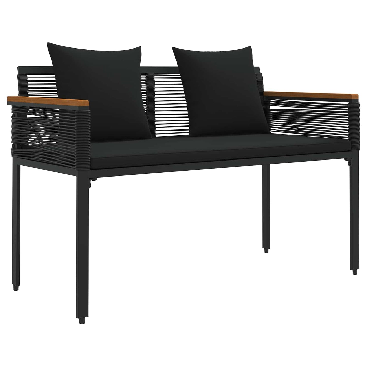 Trädgårdsbänk Konstrotting med kudde Svart 117 x 54 x 74.5 cm