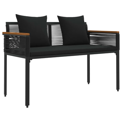 Trädgårdsbänk Konstrotting med kudde Svart 117 x 54 x 74.5 cm