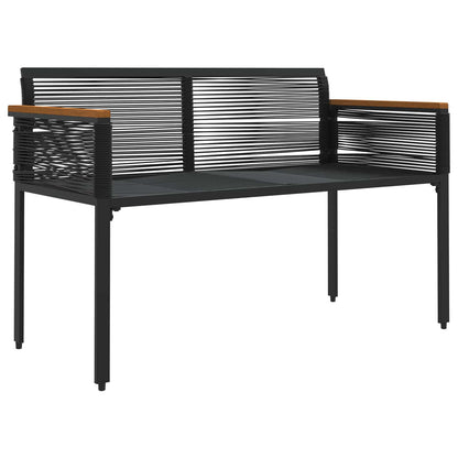 Trädgårdsbänk Konstrotting med kudde Svart 117 x 54 x 74.5 cm