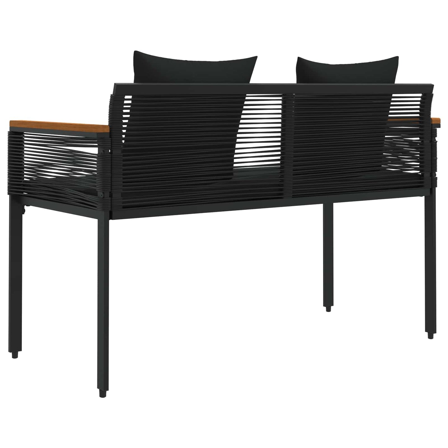 Trädgårdsbänk Konstrotting med kudde Svart 117 x 54 x 74.5 cm