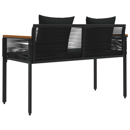 Trädgårdsbänk Konstrotting med kudde Svart 117 x 54 x 74.5 cm