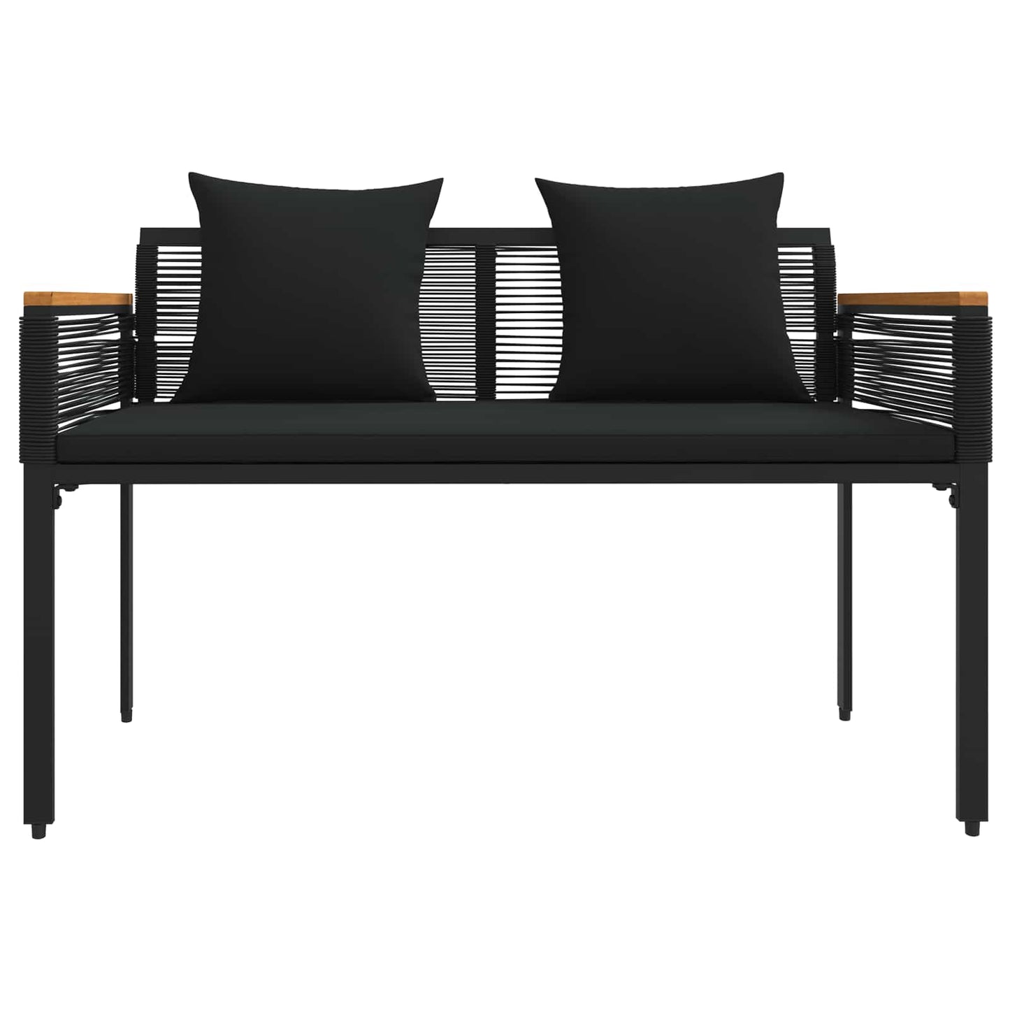 Trädgårdsbänk Konstrotting med kudde Svart 117 x 54 x 74.5 cm