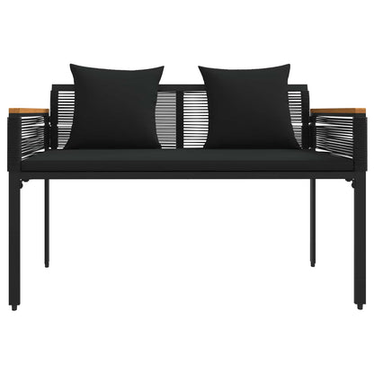 Trädgårdsbänk Konstrotting med kudde Svart 117 x 54 x 74.5 cm