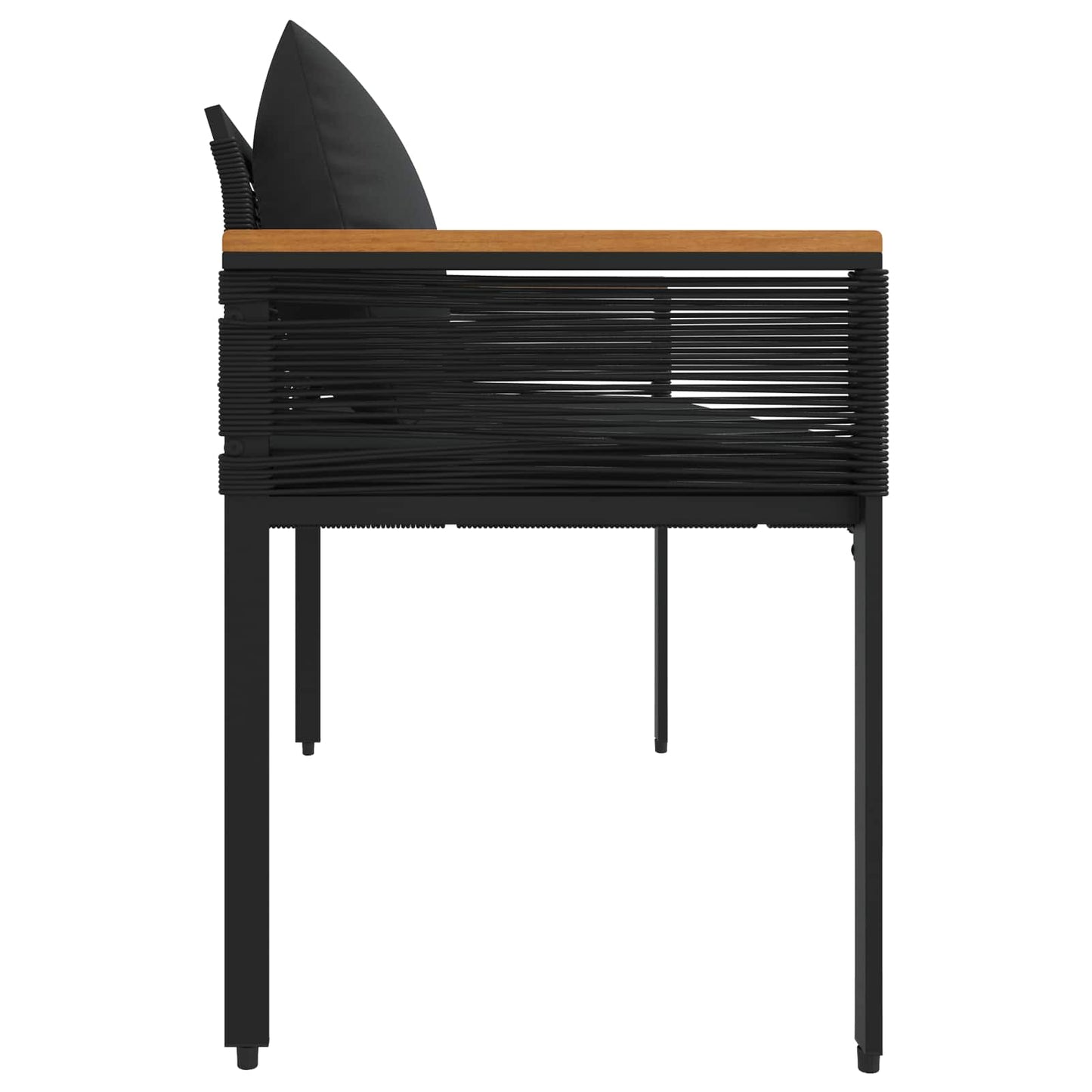 Trädgårdsbänk Konstrotting med kudde Svart 117 x 54 x 74.5 cm