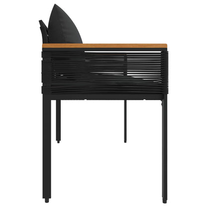 Trädgårdsbänk Konstrotting med kudde Svart 117 x 54 x 74.5 cm
