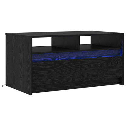 Soffbord Svart Ek med låda 90 x 50 x 45 cm