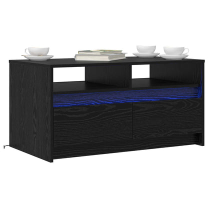 Soffbord Svart Ek med låda 90 x 50 x 45 cm