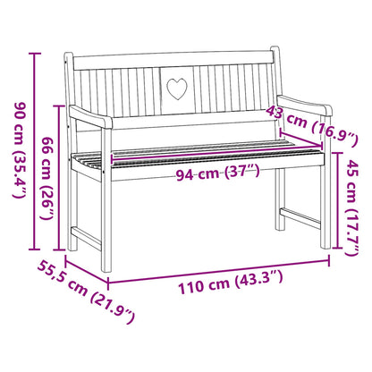 Utomhusbänk Naturlig 110 x 55,5 x 90 cm Massivt Akaciaträ